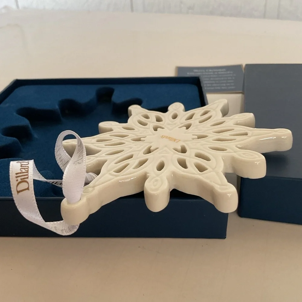 Dillards Collectible Porcelain Snowflake Ornament NWT